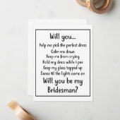 Werden Sie mein Bridesman sein Mitteilungskarte (Vorderseite/Rückseite Beispiel)