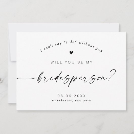 Werden Sie mein Bridesperson Elegantes Skript sein Einladung (Vorderseite)