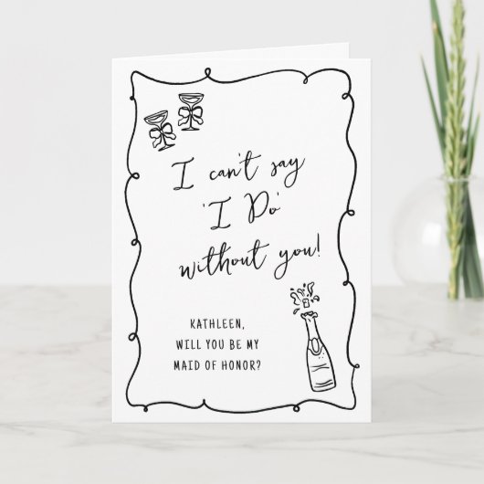 Werden Sie mein...Champagne Doodle Bridal Vorschla Karte (Vorderseite)