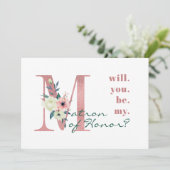 Werden Sie mein Ehrenkollege sein, Rosa Blumenbrie Einladung (Stehend Vorderseite)