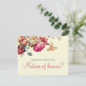 Werden Sie mein Ehrenkollege Vintagen Blumen sein? Einladung (Stehend Vorderseite)