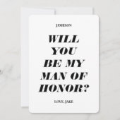 Werden Sie mein Ehrenmann sein? Moderne Texteinlad Einladung (Vorderseite)