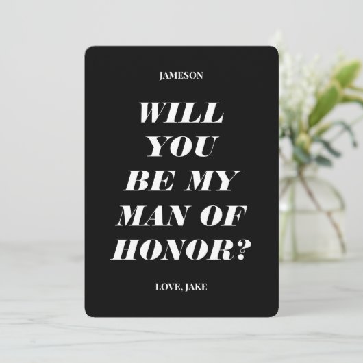 Werden Sie mein Ehrenmann sein? Moderner Text Einladung (Stehend Vorderseite)