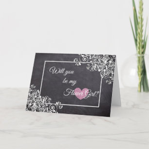 Werden Sie mein Flower Girl Card Chalkboard Style  Einladung