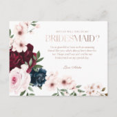 Werden Sie mein Foto in den roten und marinen Flor Einladungspostkarte (Rückseite)