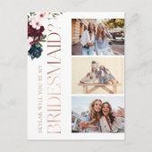 Werden Sie mein Foto in den roten und marinen Flor Einladungspostkarte (Vorderseite)