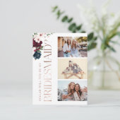 Werden Sie mein Foto in den roten und marinen Flor Einladungspostkarte (Stehend Vorderseite)