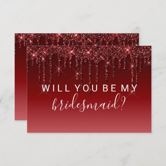 Werden Sie mein Glitzer-Tropfen mit Bridesmaid-Fun Einladung (Vorne/Hinten)