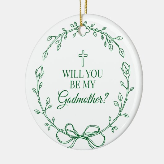 Werden Sie mein Godmütterlicher Vorschlag sein? Keramik Ornament (Links)