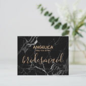 Werden Sie mein Gold aus schwarzem Marmor mit mein Einladungspostkarte (Stehend Vorderseite)