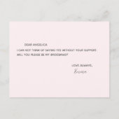 Werden Sie mein Hübsches rosa Muster sein? Einladungspostkarte (Rückseite)