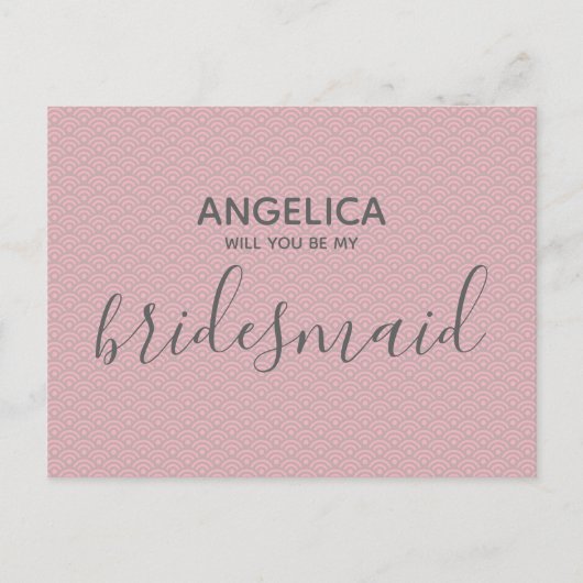 Werden Sie mein Hübsches rosa Muster sein? Einladungspostkarte (Vorderseite)