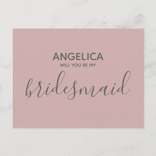 Werden Sie mein Hübsches rosa Muster sein? Einladungspostkarte (Vorderseite)