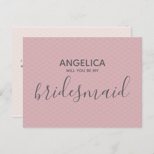 Werden Sie mein Hübsches rosa Muster sein? Einladungspostkarte (Vorne/Hinten)