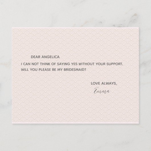 Werden Sie mein Hübsches rosa Muster sein? Einladungspostkarte (Rückseite)