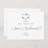 Werden Sie mein Junior Bridesmaid Funny Black Hear Postkarte (Vorne/Hinten)