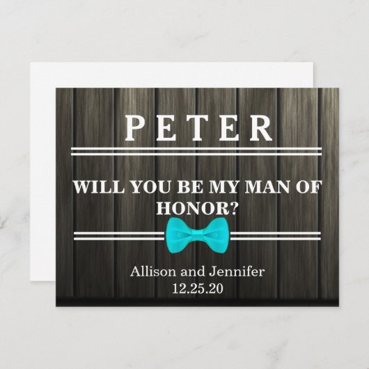 Werden Sie mein Mann der Ehre sein? Personalisiert Einladung (Vorne/Hinten)
