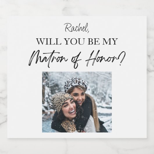 Werden Sie mein "Matron of Ehre"-Vorschlag maßgesc Schaumweinetikett (Einzelnes Label)