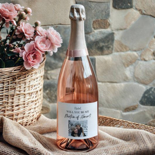 Werden Sie mein "Matron of Ehre"-Vorschlag maßgesc Schaumweinetikett