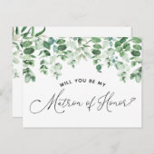 Werden Sie mein "Matron of Honour"-Empfehlungskart Ankündigungspostkarte (Vorne/Hinten)
