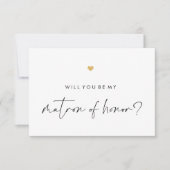 Werden Sie mein Matron Script Gold Heart sein? Einladung (Vorderseite)