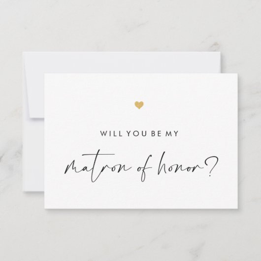 Werden Sie mein Matron Script Gold Heart sein? Einladung (Vorderseite)