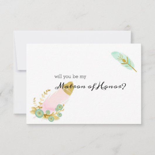 Werden Sie mein Matron zu Ehren Boho Pink und Gold (Vorderseite)