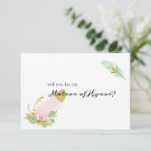 Werden Sie mein Matron zu Ehren Boho Pink und Gold (Stehend Vorderseite)
