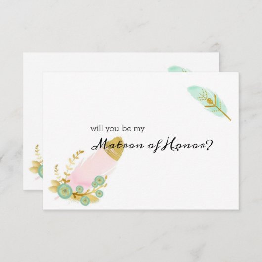 Werden Sie mein Matron zu Ehren Boho Pink und Gold (Vorne/Hinten)