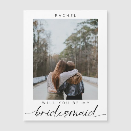 Werden Sie mein Minimalistisches Foto von Bridesma Magneteinladung (Vorderseite)