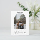 Werden Sie mein Minimalistisches Foto von Bridesma Postkarte (Stehend Vorderseite)