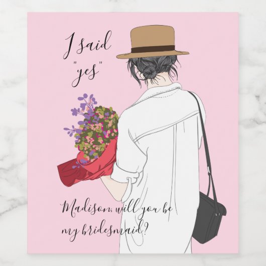 Werden Sie mein moderner Brautmädchen sein Weinetikett (Einzelnes Label)