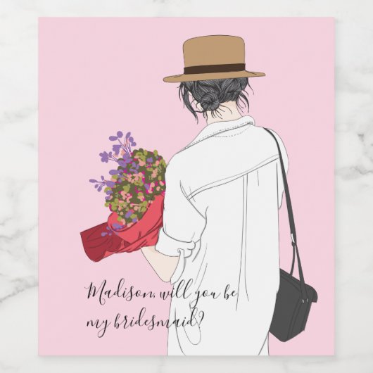 Werden Sie mein moderner Brautmädchen sein Weinetikett (Einzelnes Label)