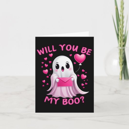 Werden Sie mein Niedlicher Boo-Geist Valentine sei Karte (Vorderseite)
