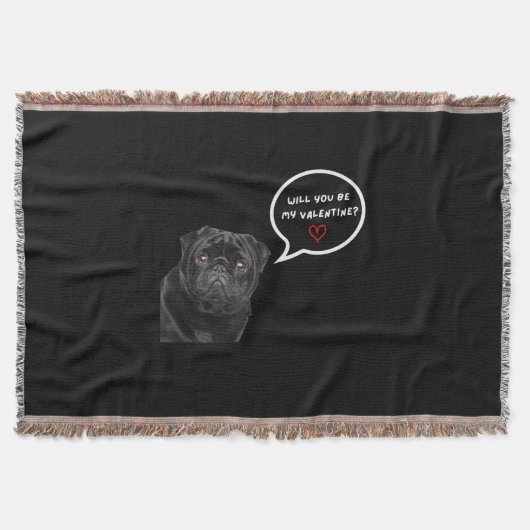 Werden Sie mein Niedlicher, schwarzer Mops-Hund se Decke (Vorderseite)