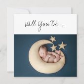 Werden Sie mein Pate Baby auf dem Moon Foto sein? Karte (Vorderseite)