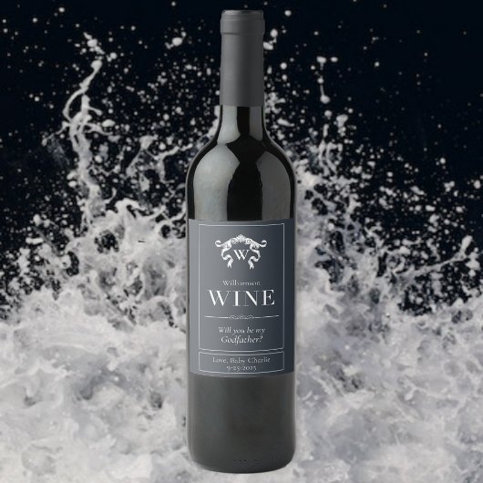 Werden Sie mein Pate Elegante Monogram sein? Weinetikett