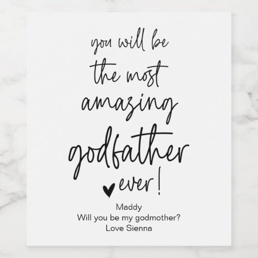 Werden Sie mein Pate-Frag sein? Weinetikett (Einzelnes Label)