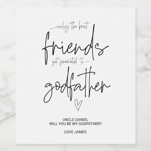 Werden Sie mein Pate sein, der die Ankündigung ein Weinetikett (Einzelnes Label)