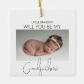 Werden Sie mein Pate sein? Weihnachtsbaum Keramikornament (Vorderseite)