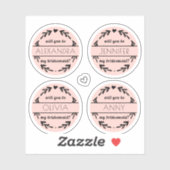 Werden Sie mein Personalisierter Name der Bridesma Aufkleber (Blatt)