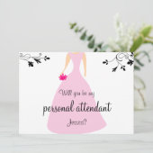 Werden Sie mein persönlicher Betreuer sein? Rosa K Einladung (Stehend Vorderseite)