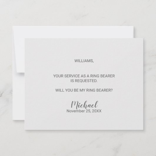 Werden Sie mein Ringträger sein? Elegant Marble Sc Einladung (Rückseite)