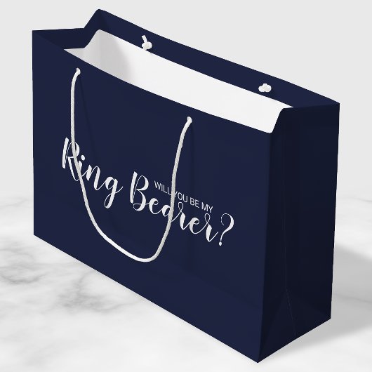 Werden Sie mein Ringträger sein? Modern Navy Blue Große Geschenktüte