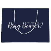 Werden Sie mein Ringträger sein? Modern Navy Blue Große Geschenktüte (Vorderseite)