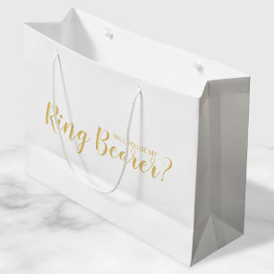 Werden Sie mein Ringträger sein? Modern Script Gol Große Geschenktüte