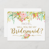 Werden Sie mein Rose-Garten mit der Bridesmaid-Kar Einladung (Vorne/Hinten)