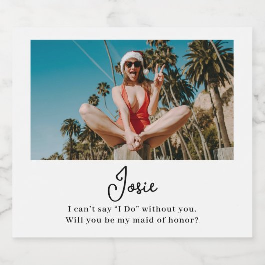 Werden Sie mein schick-bridmaid-minimales Foto sei Schaumweinetikett (Einzelnes Label)