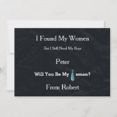 Werden Sie mein Trauzeuge Black Chalk Board BlueTi Einladung (Vorderseite)