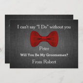 Werden Sie mein Trauzeuge Black Chalk Board Boss s Einladung (Vorne/Hinten)